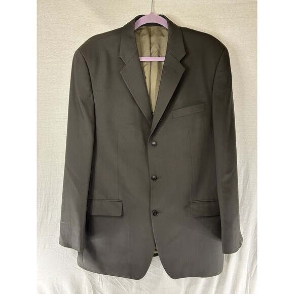 Calvin Klein 42L Gray 100% Wool Mens Suit Blazer Jacket Sport Coat 3 Button - Picture 1 of 9